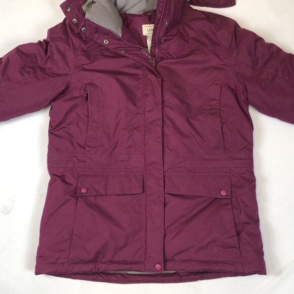 LL Bean Womens Goose Down Baxter State Parka Jacket Faux Fur Trim Removable Hood - Picture 3 of 13